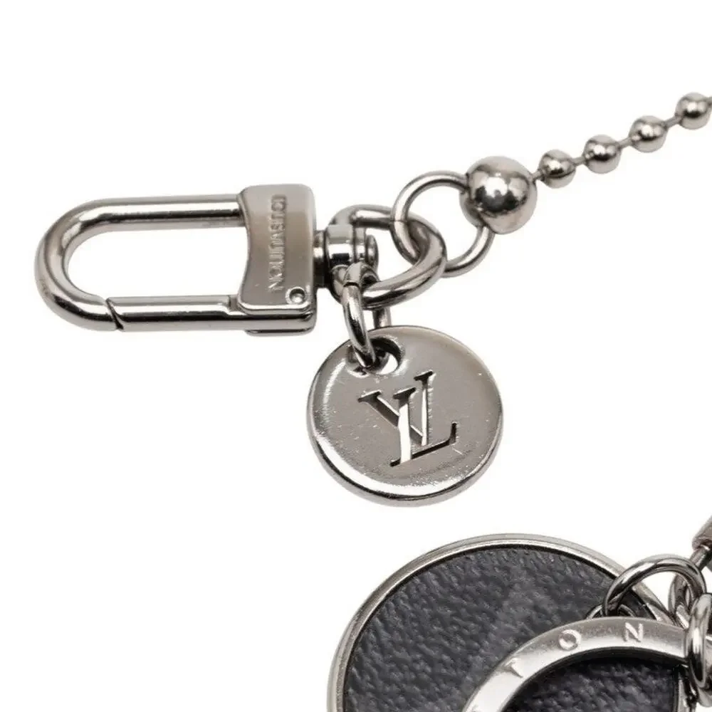Louis Vuitton Monogram Eclipse Portecle Chaine ID Wallet Chain Silver